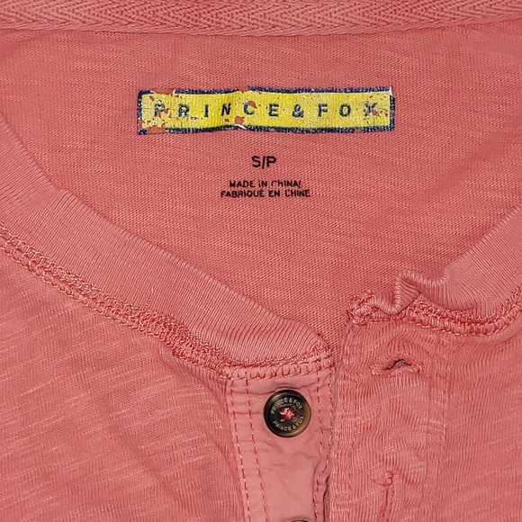 Prince & Fox Size Small Men's Coral Short Sleeve Henley - Picture 3 of 4